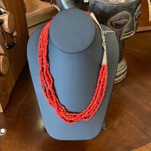VTG NAVAJO SANTO DOMINGO Red Coral Heishi Necklace